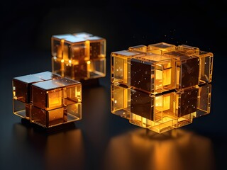 Futuristic Abstract Cubic Sun - Perfect for Modern Art, Sci-Fi Decor, and Contemporary Spaces