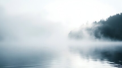 Fototapeta premium Ethereal Spectral Apparition Drifting Across Misty Lake