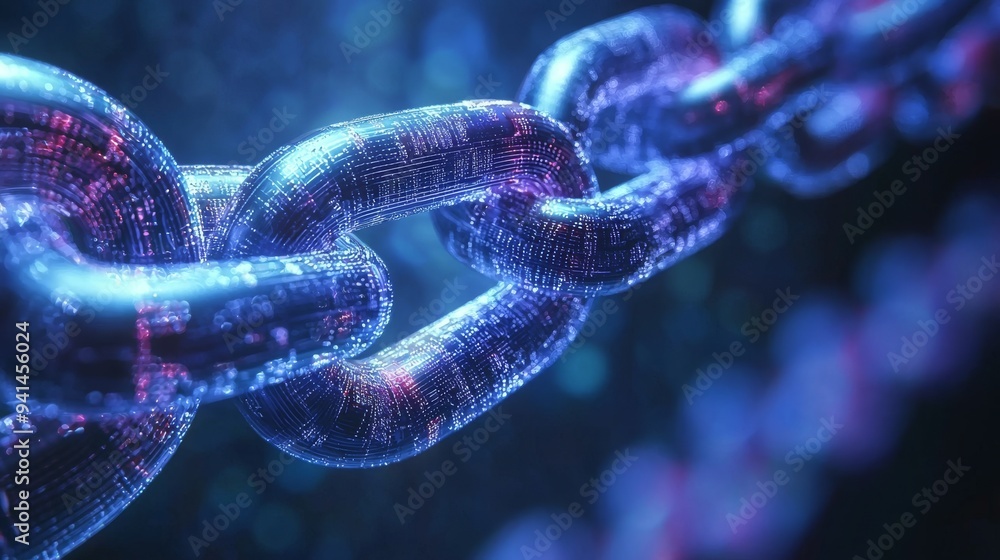 Poster glowing digital chain link abstract background