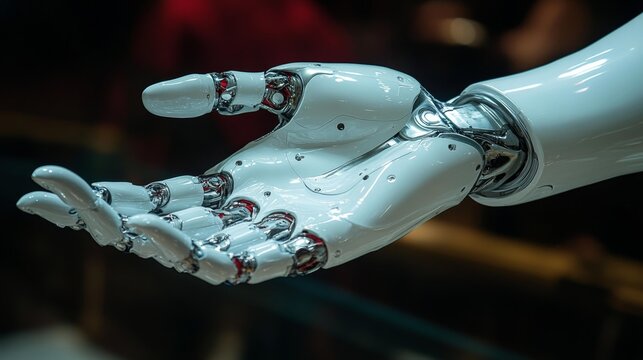 Futuristic Robotic Hand with Sleek Design Generative AI
