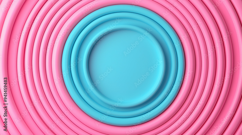 Poster abstract rings in pink and blue shades, creating a visually striking and modern background with a se