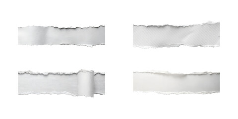 Set of torn paper white paper isolated on transparent background