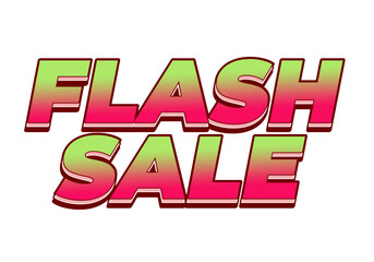 Flash sale. Text effect in 3D style for digital or pint promotion