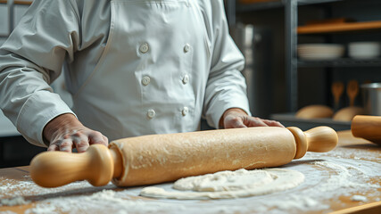The cook kneading the dough. Generative AI