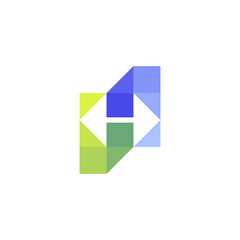 HS Monogram Prism Square Pixel Logo with Dual Arrows Design Vector