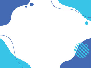 青い流体シェイプの背景イラスト素材　flat hand drawn fluid blue shapes background.Cute abstract shapes.Vector loose frame.