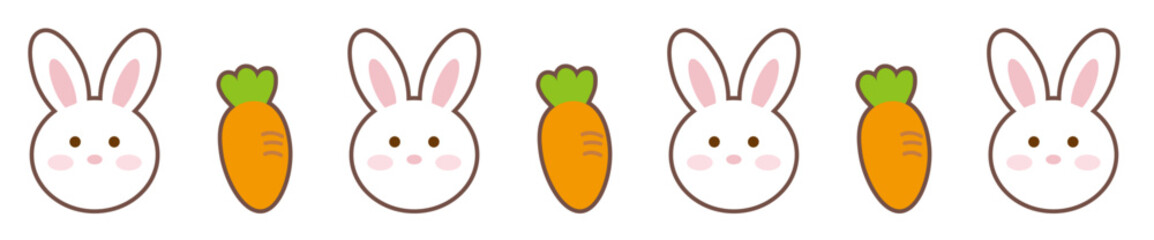 Cute hand drawn bunny carrot border decoration illustration