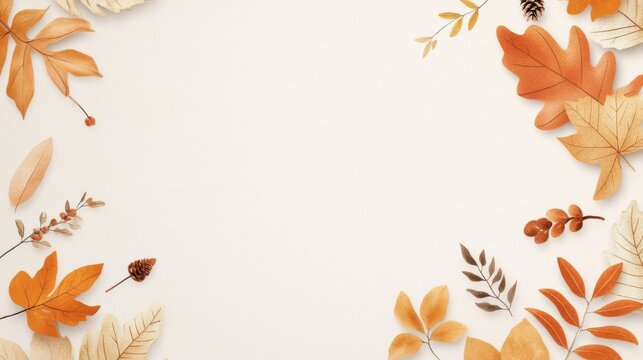 Elegant Autumn Leaves Thanksgiving Invitation Design with Earthy Tones and Copy Space