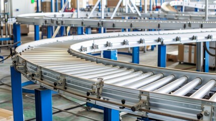 Steel Conveyor Machine for Manufacturing Processes, Designed for Efficient Material Handling and Transport in Industrial Settings, Enhancing Productivity and Streamlining Operations