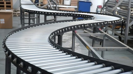 Steel Conveyor Machine for Manufacturing Processes, Designed for Efficient Material Handling and Transport in Industrial Settings, Enhancing Productivity and Streamlining Operations