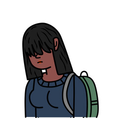 black Teenager with backpack sad and discouraged.eps