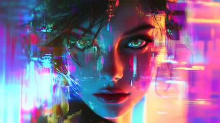 Anime Manga Art Synthwave Girl with Cool Vibes Phone Wallpaper Background
