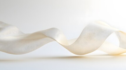 CG Floating Ribbon with Soft Shadows: A smooth, flowing CG ribbon twisting and turning in mid-air, set against a white background.
