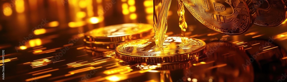 Poster golden coins spill from a jar, creating a mesmerizing display of wealth and prosperity on a shimmeri