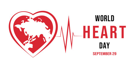 Vector illustration design concept of World Heart Day observed on every september 29. Template for banner, greeting card, poster with background. 