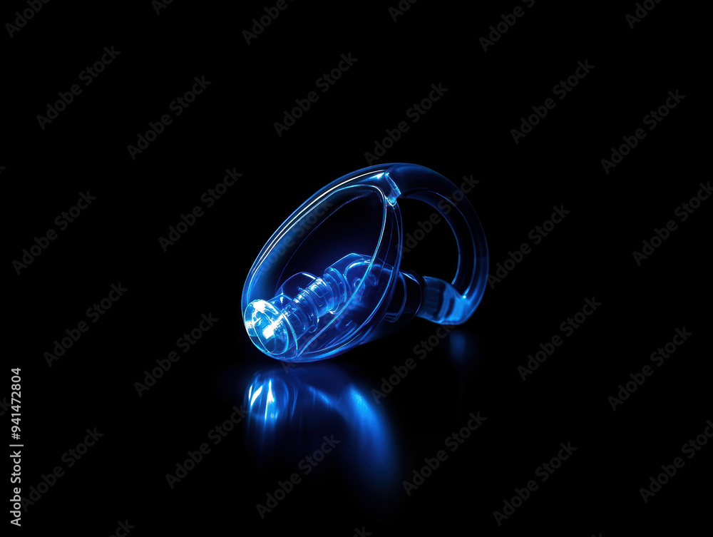 Poster this striking image features a blue translucent object, showcasing intricate design and captivating 