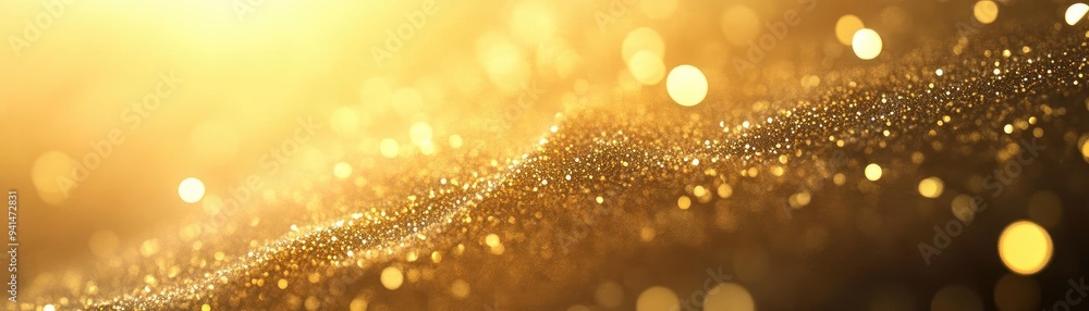 Poster a shimmering background of golden particles and light, creating a magical and captivating atmosphere