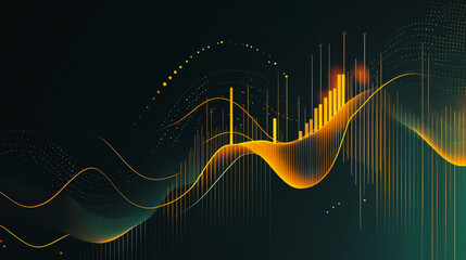 Charts and graphs with statistics for innovation Digital analyzes business potential and predicts future developments in the company's growth. Abstract black background