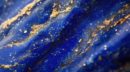 Lapis lazuli captured in a detailed macro shot, showing its unique blue and gold patterns.