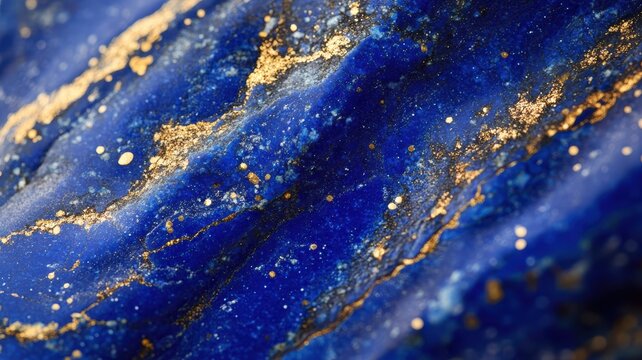 Lapis lazuli captured in a detailed macro shot, showing its unique blue and gold patterns.