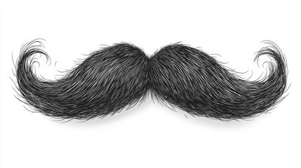 Curled Black Mustache Illustration Generative AI