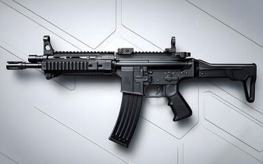 Modern Isolated Black Machine Gun with Intricate Details