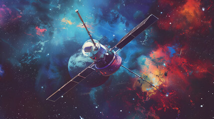 Satellite Space Element Watercolor Style