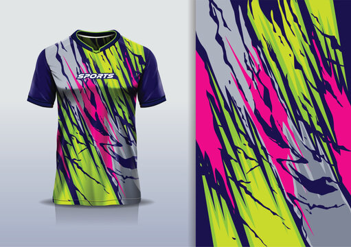 Sport jersey template mockup texture grunge abstract design for football soccer, racing, running, e sports, gray yellow pink color