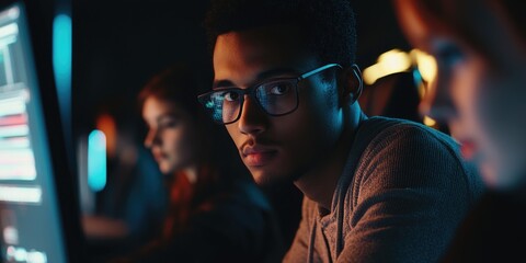 Obraz premium Tech-focused Individual in Computer Lab