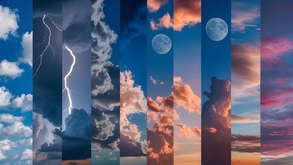 Captivating sky collage highlights weather variations and climate change