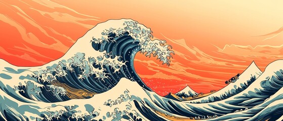 Great Wave Kanagawa Japanese Art Print Inspired Illustration