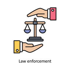 Law Enforcement Vector filled outline icon design illustration. Law And Justice symbol on white background EPS 10 File .