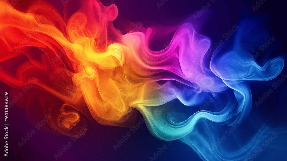 Poster colors abstract glowing smoke abstract background. minimalistic colored abstract forms background