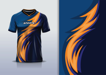 Sport jersey design template mockup stripe line racing for football soccer, running, esports, blue orange color © Nimpuna O