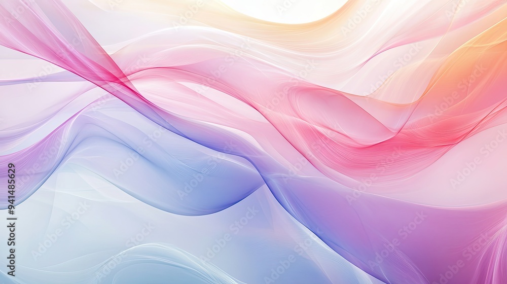 Poster abstract background with delicate, flowing lines and a pastel color palette, evoking a sense of calm