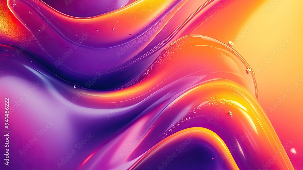 Poster abstract background with fluid, liquid-like shapes and bright colors, creating a dynamic and modern 