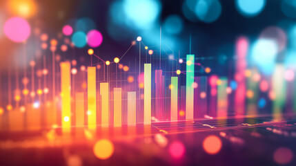 Glowing abstract graphs and stock and market information backgrounds. Stock exchange trading arrows investment graph Increase statistics and Digital Marketing. Economics and selling