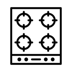 Fototapeta premium Minimalist gas stove with four burners, clean and modern kitchen appliance. Vector icon. Editable stroke.