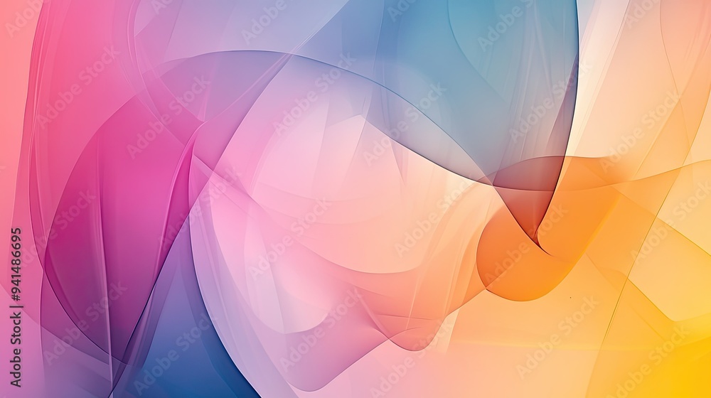 Poster abstract background with layered, transparent colors and overlapping shapes, creating a sense of dep