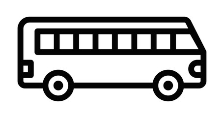 Side view of a bus icon, ideal for public transportation and travel-related projects. Vector illustration. Editable stroke.