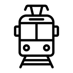 Train front view icon, perfect for railway, transportation, and travel themes. Vector illustration. Editable stroke.