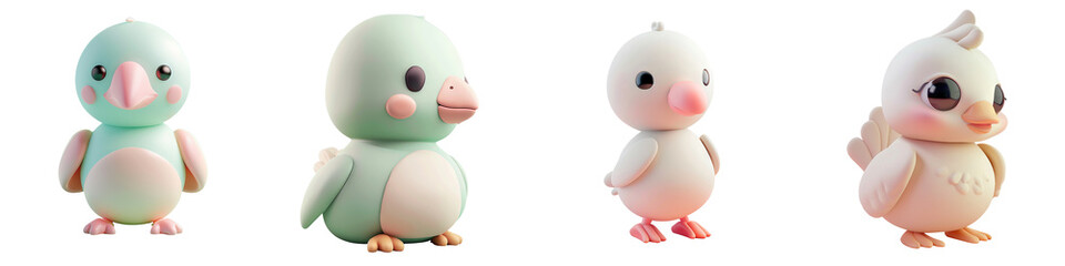 A colorful collection of cute cartoon birds showcasing adorable designs and charming expressions for creative projects.