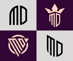 Creative simple Initial Letters MO Logo Designs Bundle.