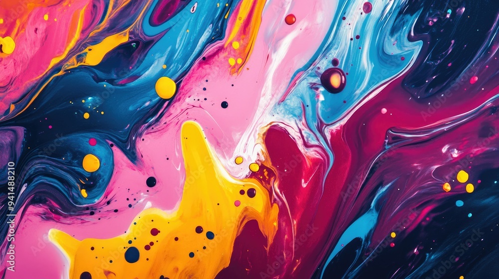 Aufkleber abstract background with splashes of vibrant paint, creating a chaotic yet artistic visual texture