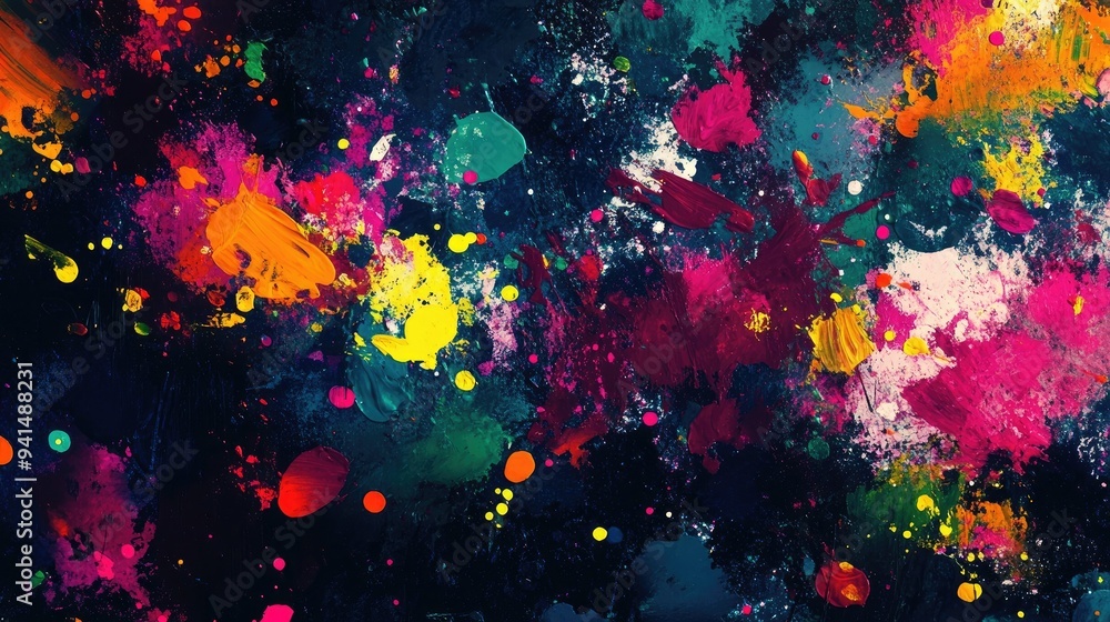 Aufkleber abstract background with splashes of vibrant paint, creating a chaotic yet artistic visual texture