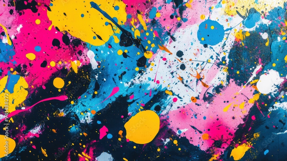 Aufkleber abstract background with splashes of vibrant paint, creating a chaotic yet artistic visual texture