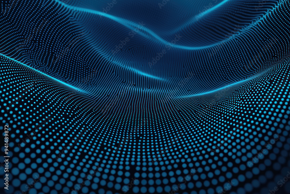 Poster abstract digital wave and dots background. futuristic data visualization, big data concept. glowing 