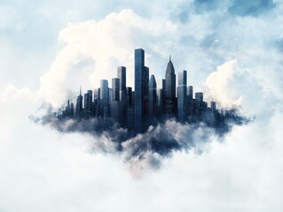 Fototapeta premium A futuristic city skyline with buildings shaped like rising graphs