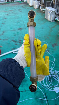 Frozen pipe in the hand