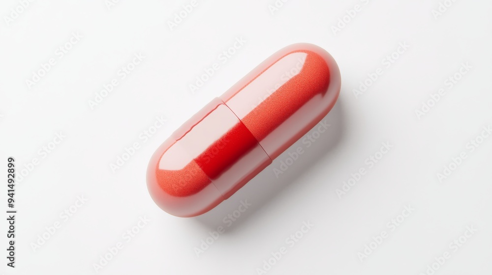 Aufkleber a 3d simple style icon of a bright red vitamin pill with a smooth texture and subtle highlights floa